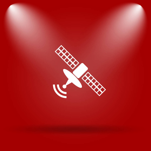 Antenne-icoon. Platte pictogram op rode achtergrond - Foto, afbeelding