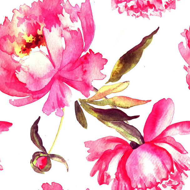Watercolor decorative seamless with peonies - Foto, imagen
