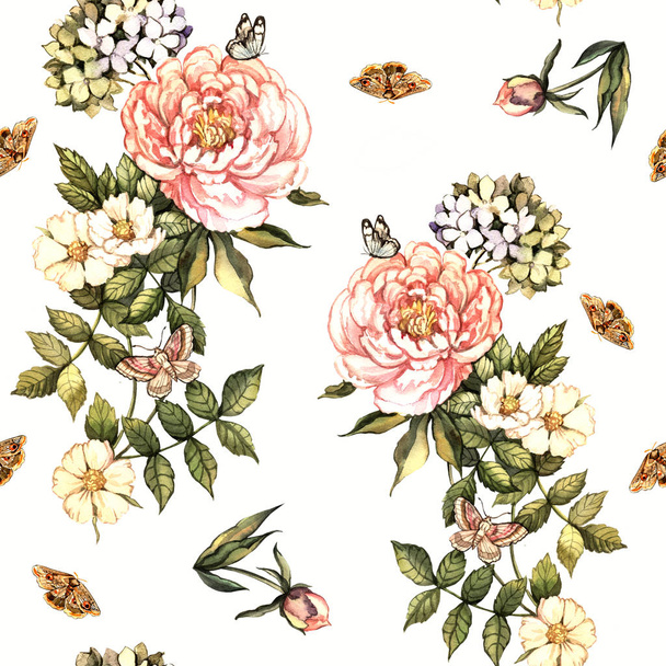 Watercolor vintage flower pattern - Foto, imagen
