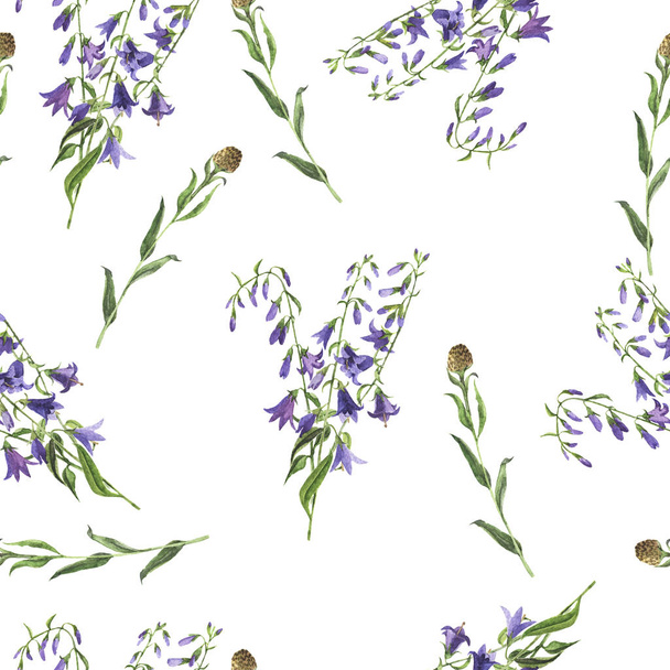 bell-flowers seamless pattern on white background  - Фото, изображение