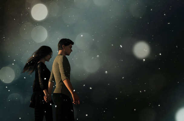 Couple in love,3d illustration conceptual background  - Foto, afbeelding