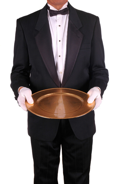 Man in Tuxedo with Tray - Фото, изображение