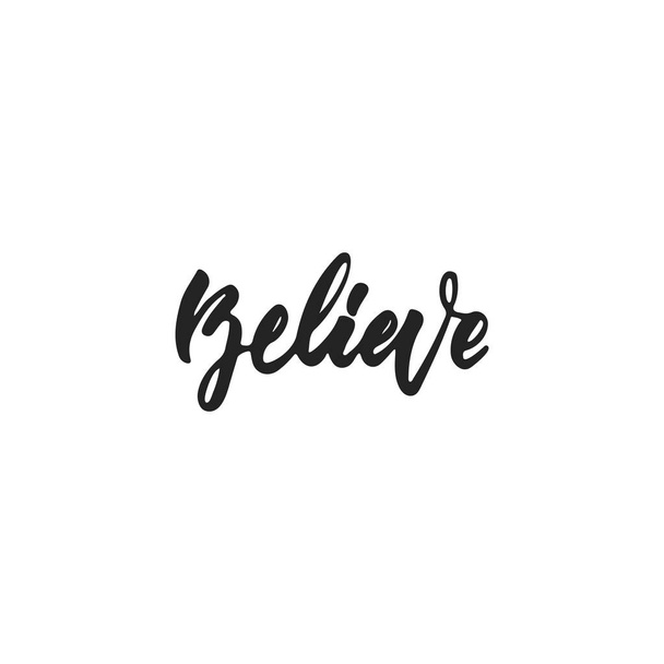 Believe - hand drawn October Breast Cancer Awareness Month lettering phrase isolated on white background. Brush ink vector quote for banners, greeting card, poster design. - Vektör, Görsel
