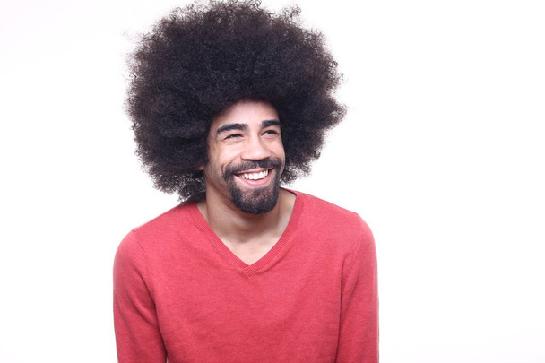 Happy  afro man in front of a white background - Fotoğraf, Görsel