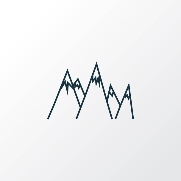 山のアイコンラインシンボル。トレンディーなスタイルでプレミアム品質隔離されたピーク要素. - 写真・画像