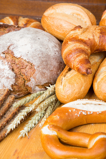 Different types of bread and bakery products - Photo, image