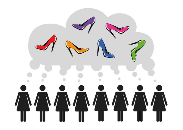 women think of shoes fashion - Διάνυσμα, εικόνα