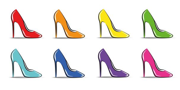 womens shoes colorful high heel fashion - Vector, Image
