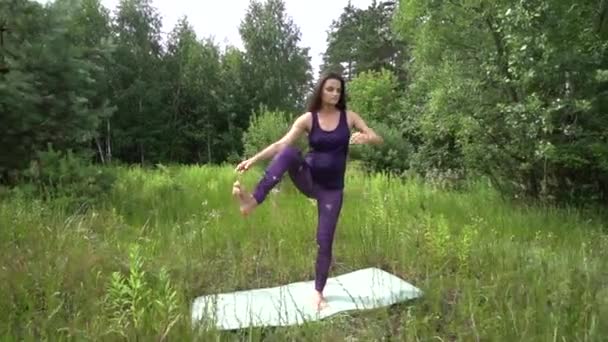 young pregnant woman doing yoga outside. - Footage, Video