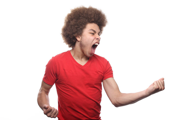 Screaming black man posing - Фото, изображение