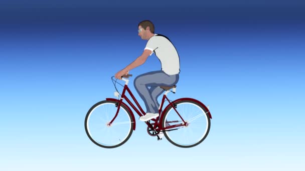 ένας άνθρωπος σε ένα ποδήλατο, κινούμενα σχέδια - Πλάνα, βίντεο