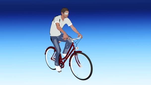 Karikatur eines Mannes auf einem Fahrrad - Filmmaterial, Video
