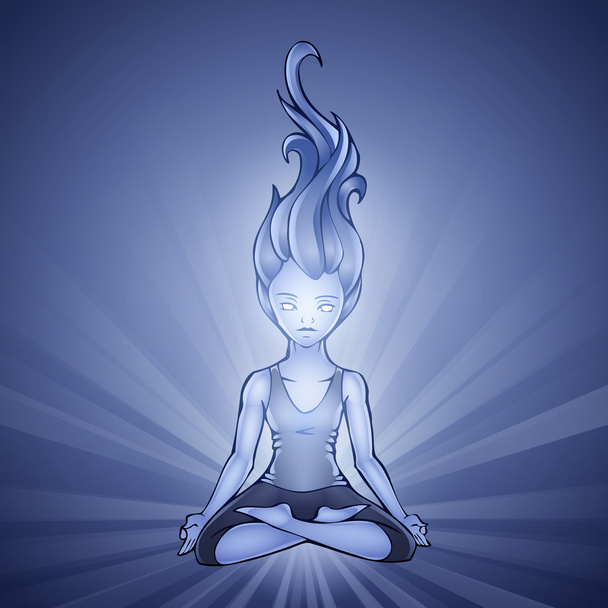Vector illustration of Yoga Girl on blue background - Vector, Image