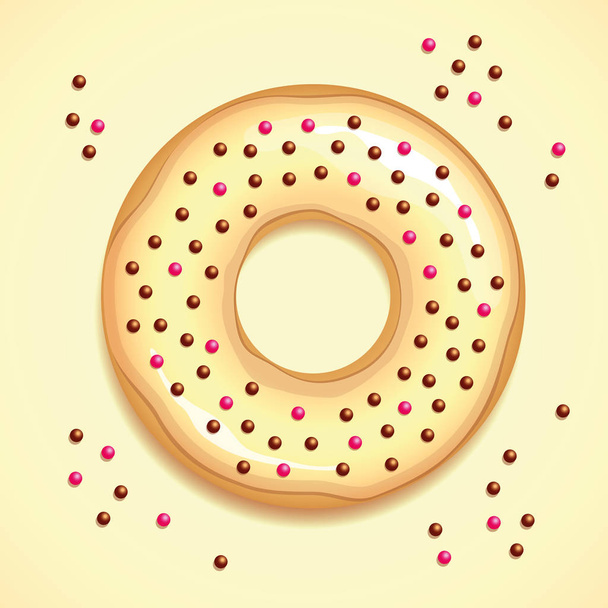 romige karamel donut met suiker hagelslag - Vector, afbeelding