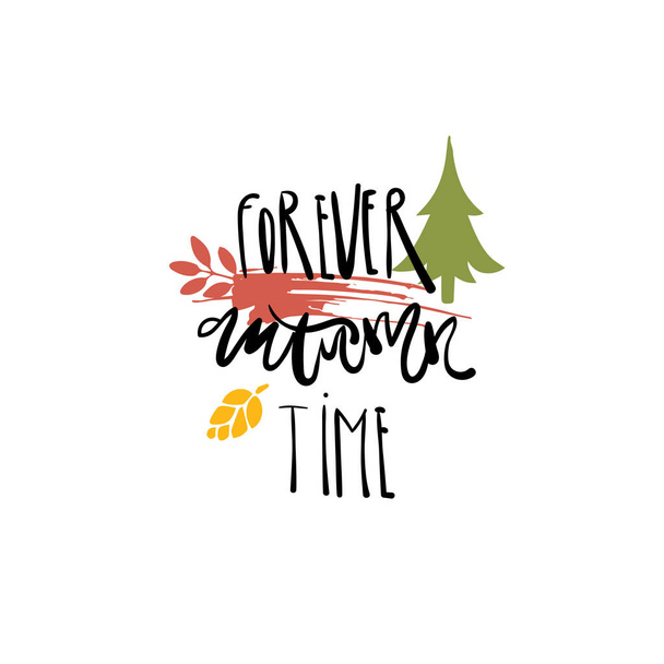 forever autumn time badge isolated design label season lettering for logo templates invitation greeting card prints and posters - Vecteur, image