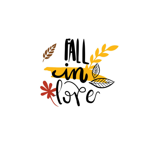 fall in love autumn badge isolated design label season lettering for logo templates invitation greeting card prints and posters - Διάνυσμα, εικόνα