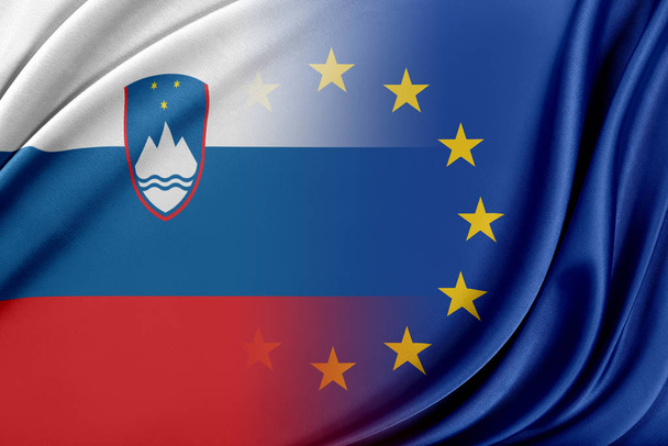 Európai Unió, és Szlovénia. Eu és Szlovénia közötti kapcsolat fogalma. - Fotó, kép