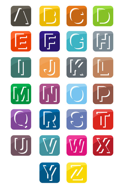 colorful logo symbol outline line alphabet in square box type letter alphabet initial business logo design idea illustration shape for modern premium corporate - Vector, Image