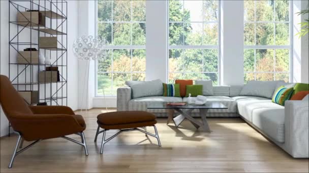 сучасні яскраві інтер'єри квартири Вітальня 3D візуалізація ілюстрація
 - Кадри, відео