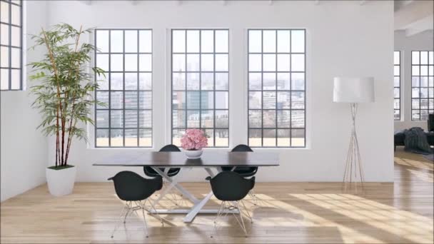nowoczesne wnętrza jasny apartament Living room 3d renderowania ilustracja - Materiał filmowy, wideo