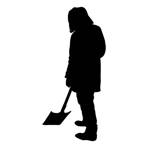 uomo con una silhouette pala isolato su sfondo bianco vettoriale illustrazione
 - Vettoriali, immagini