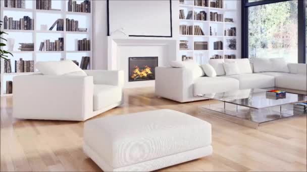 modern, világos belső terek apartman nappali szoba 3d rendering illusztráció - Felvétel, videó