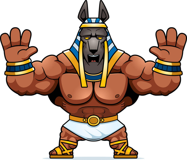 A cartoon illustration of Anubis looking scared. - Vector, afbeelding
