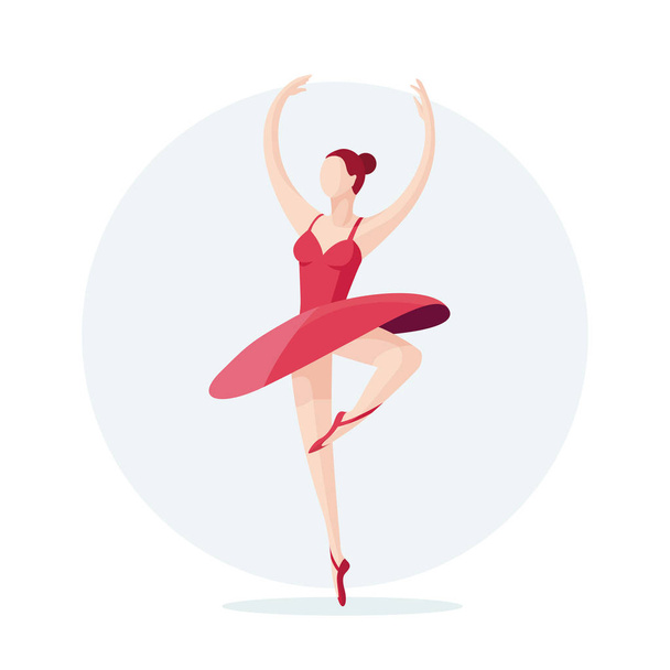 Vektoros illusztráció egy balerina. Fiatal gyönyörű balerina táncos. Lapos vektoros illusztráció. - Vektor, kép