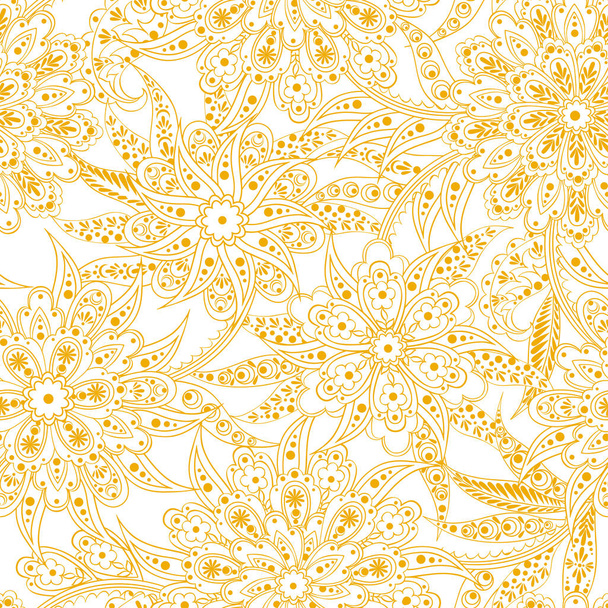 ヴィンテージ花のシームレスなパターン。民族の花のベクトルの背景 - ベクター画像