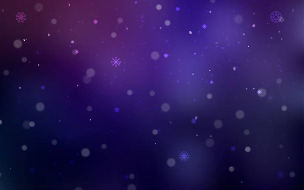 クリスマス雪の結晶暗い紫ベクトル パターン。氷の結晶でキラキラ抽象的なイラスト。新年の広告、ポスター、バナーのデザイン. - ベクター画像