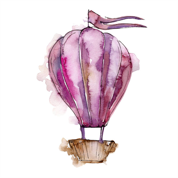 Pink hot air balloon background fly air transport illustration. - Photo, Image