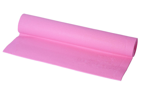 розовый циновка йоги на белом фоне, изолированные
 - Фото, изображение