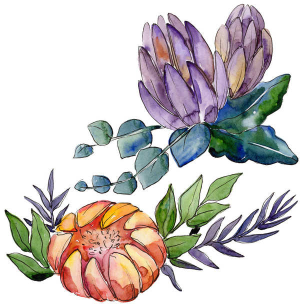 Akvarelu barevné kytice květin. Květinové botanické květin. Izolované ilustrace prvek. - Fotografie, Obrázek
