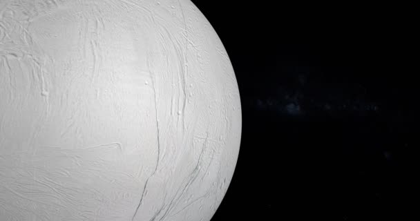 Měsíc Enceladus, Saturnův satelit, rotující ve vesmíru. Prvky tohoto obrázku zařízené NASA - Záběry, video