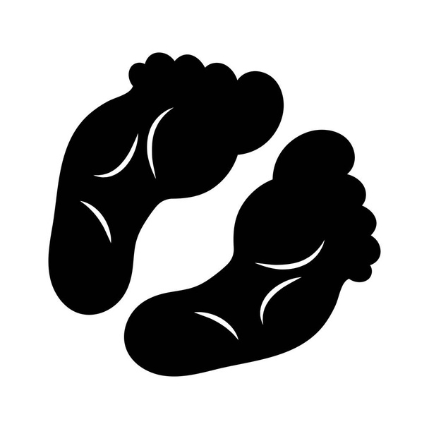 desenho de silhueta de ícone de impressão de pé isolado em backgroun branco
 - Vetor, Imagem