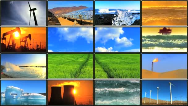 Montage in LCD of energy production affecting environmental damage - Footage, Video