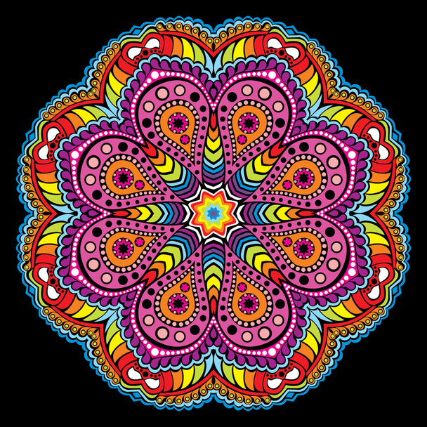 ornamental round pattern in rainbow colors - Διάνυσμα, εικόνα