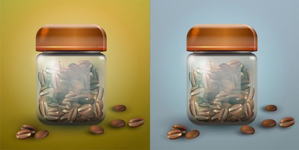 Isolated illustration of two glass coffee's jar. - Vector, Image