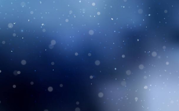 濃い青色のベクトルテクスチャと色の雪片。抽象的なテンプレート上の雪と装飾的な輝くイラスト。あなたのビジネス広告のための新年のデザイン. - ベクター画像