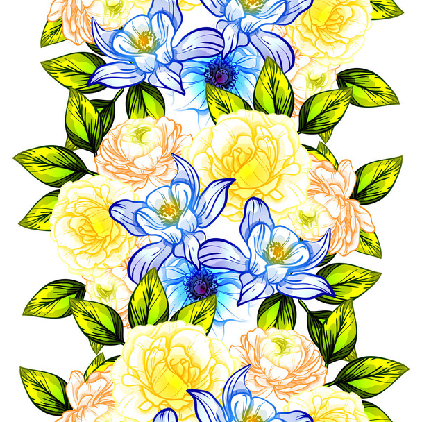 Seamless vintage style flower pattern. Floral elements in color - ベクター画像