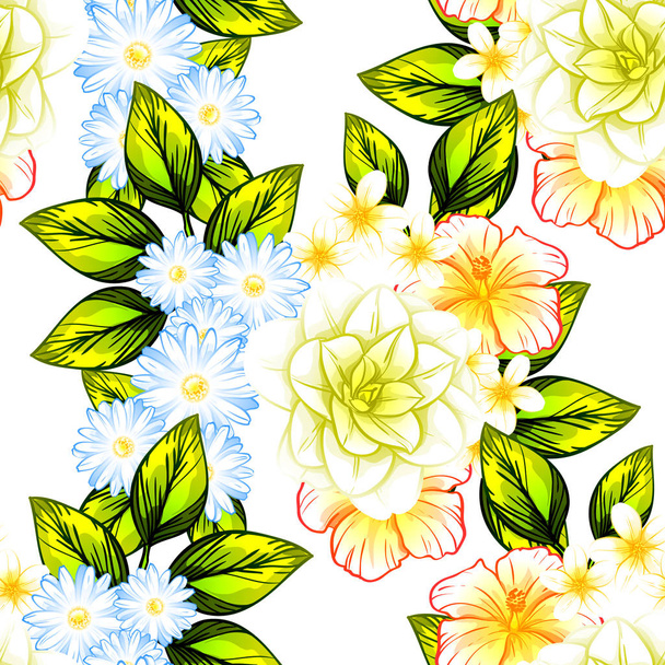 Patrón de flores de estilo vintage sin costuras. Elementos florales en color
 - Vector, imagen