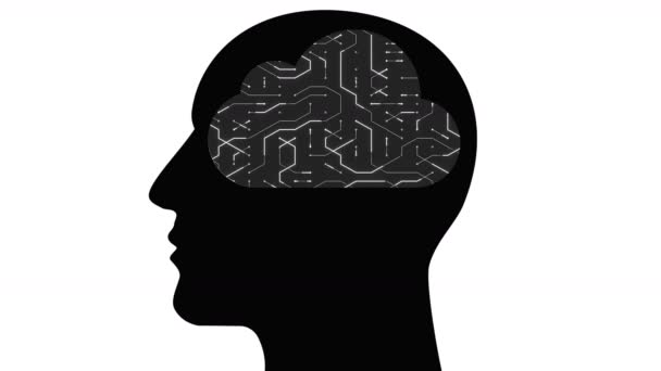 4 k κεφάλι εγκεφάλου συνδέσετε ψηφιακές γραμμές, Ai τεχνητή νοημοσύνη, το cloud computing. - Πλάνα, βίντεο