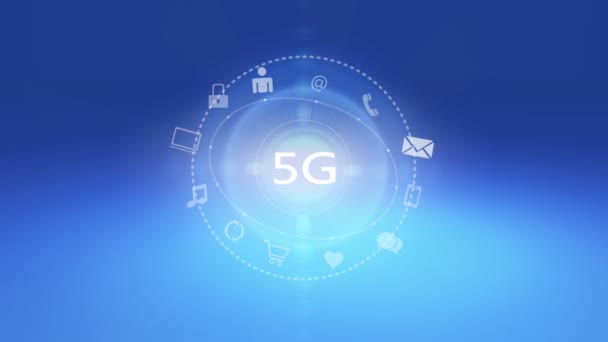 4k, 5G σύμβολο, εικονική έννοια του Διαδικτύου, online υπηρεσίες εικονίδια, μέσα κοινωνικής δικτύωσης. - Πλάνα, βίντεο