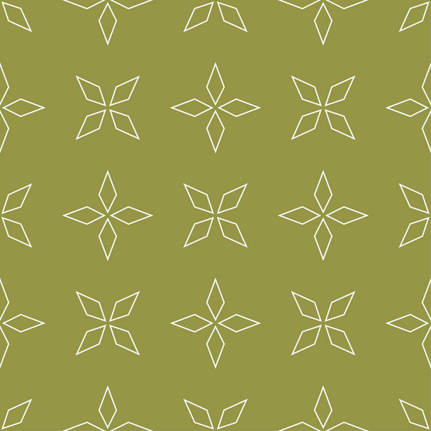 Geometric ornament. Olive green and white seamless pattern for web, textile and wallpapers - Vecteur, image