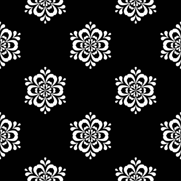 Fekete-fehér virág dísz. Varrat nélküli mintát a textil- és háttérképek - Vektor, kép