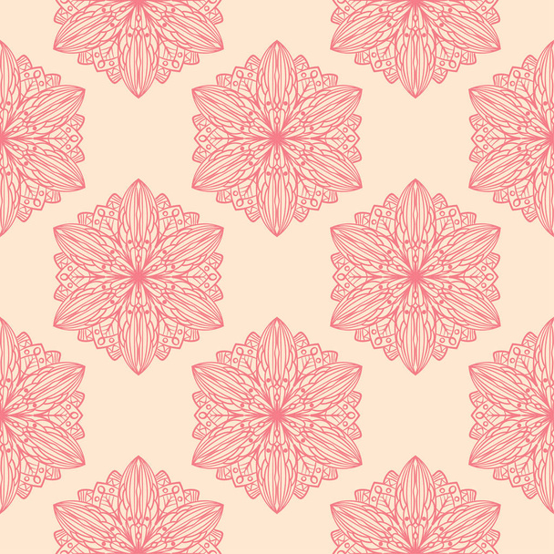 Red floral design on beige background. Seamless pattern for textile and wallpapers - Vettoriali, immagini