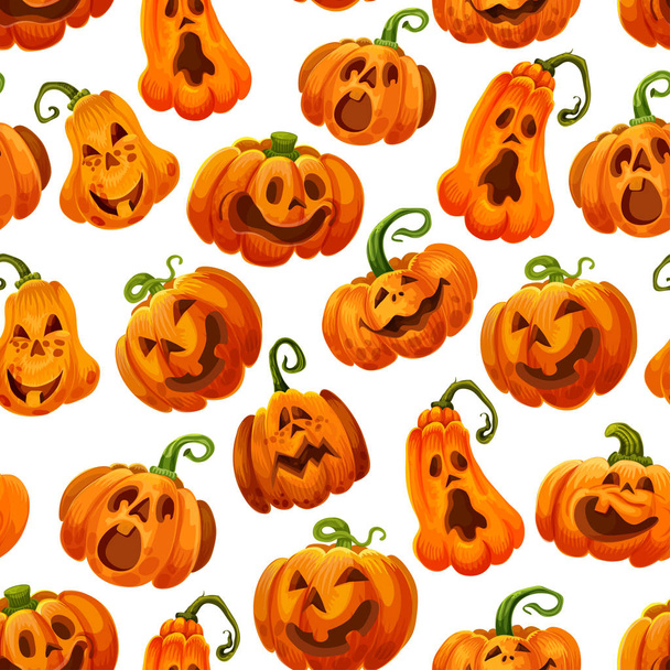 Halloween calabaza monstruo linterna patrón sin costura
 - Vector, imagen