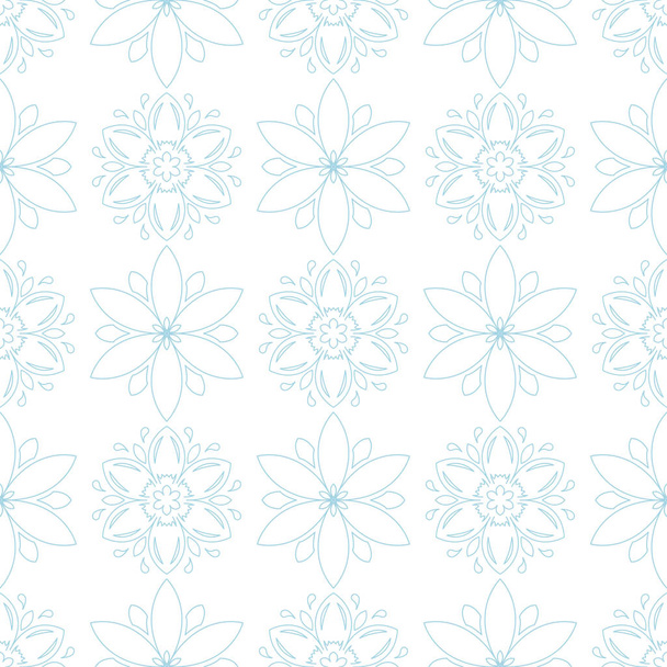Blue floral seamless pattern on white background. Seamless design for textile and wallpapers - Vector, imagen
