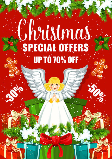 Cartel de venta de Navidad con regalo y regalo de Navidad
 - Vector, imagen