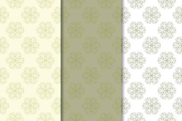Motifs floraux vert olive. Ensemble de motifs sans couture pour textiles et fonds d'écran
 - Vecteur, image